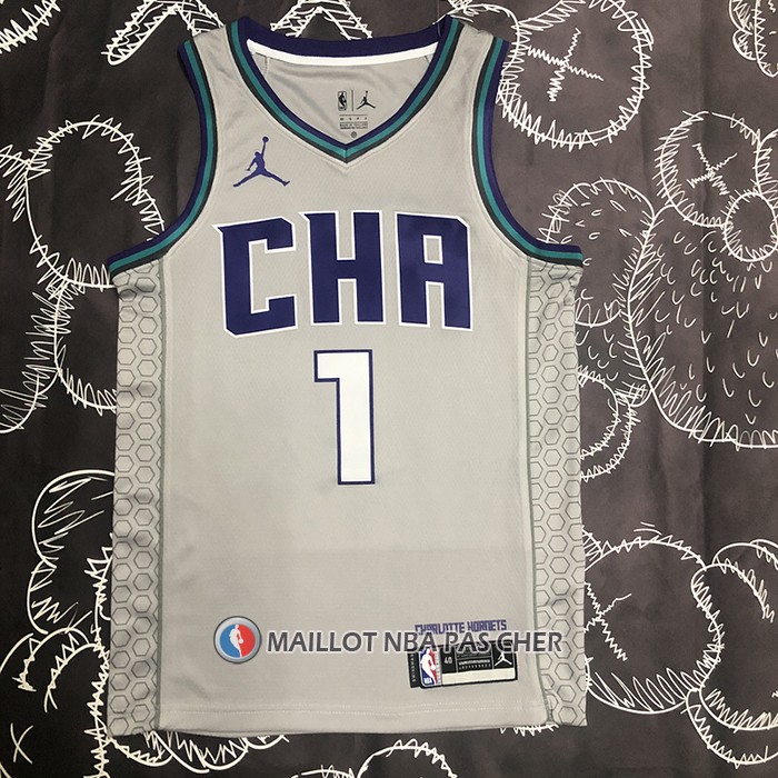 Maillot Charlotte Hornets Lamelo Ball NO 1 Ville Edition Gris